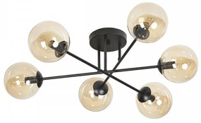 Lampadario da soffitto BRENDI 6B con sfere Miele - E14 Colore del corpo Nero