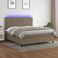 Letto a Molle con Materasso e LED Tortora 160x200 cm in Tessuto 3135209