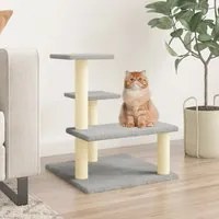 Albero per Gatti con Tiragraffi in Sisal Grigio Chiaro 61 cm 172086