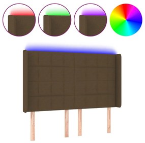 Testiera a led marronescuro147x16x118/128cm intessuto