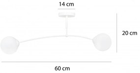 Lampadario a Sospensione in Acciaio e Vetro PREGOS 2 Nero/Bianco 2xE14 Colore del corpo Bianco