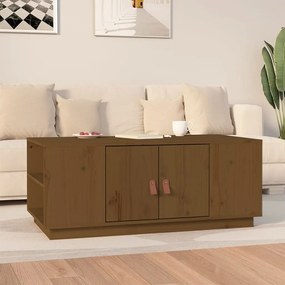 Tavolino da salotto miele 100x50x41cm in legno massello di pino
