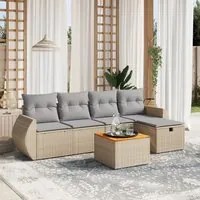 Set Divano da Giardino 6 pz con Cuscini Beige Misto Polyrattan 3265056