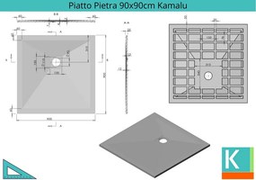 Piatto doccia 90x90 effetto pietra colore ardesia antracite - KAMALU