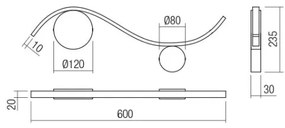 Redo 01-3109 - Applique a LED WAVE LED/9W/230V ottone