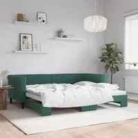 Divano Letto con Letto Estraibile Verde Scuro 90x200cm Velluto 3197773