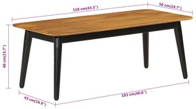 Tavolino da Salotto 110x50x40cm Legno Massello di Mango e Ferro