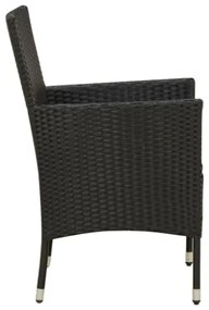 Set Mobili da Giardino 7 pz con Cuscini in Polyrattan Nero