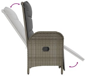 Set da Pranzo da Giardino 4 pz con Cuscini in Polyrattan Grigio