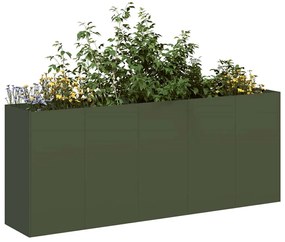 Fioriera Verde Oliva 200x40x80 Cm İn Acciaio Laminato A Freddo /