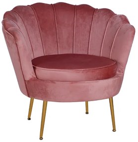Poltrona velluto con schienale a conchiglia - FIORE finitura Rosa