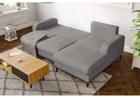 Divano angolare grigio chiaro in velluto a coste (angolo destro) Beata - Ropez