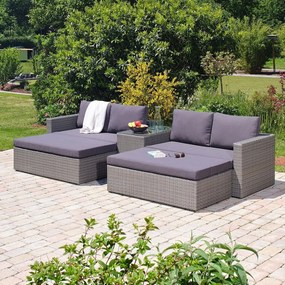 Set da giardino in rattan artificiale grigio per 4 persone Drammen - Bonami Selection