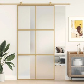 Porta Scorrevole Oro 102,5x205 Vetro Smerigliato Esg Alluminio /