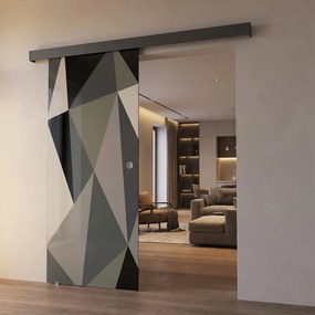 Porta scorrevole sinistra Carpet 3 in vetro multicolore, L 88 x H 215 cm, con binario Meli