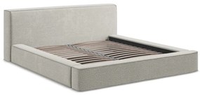 Letto matrimoniale imbottito grigio chiaro con contenitore e rete inclusi 180x200 cm Noho – Makamii