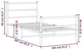 Giroletto con Testiera e Pediera Metallo Bianco 100x200 cm