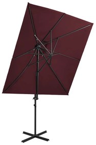 Ombrellone A Sbalzo Con Led 250x250 Cm Bordeaux /