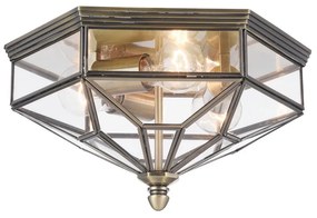 Plafoniera Contemporanea Zeil Metallo Bronzo 3 Luci Diffusore In Vetro