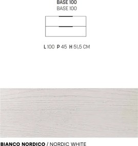 Mobile bagno sospeso con doppio cassetto BALI 100 cm Bianco Nordico