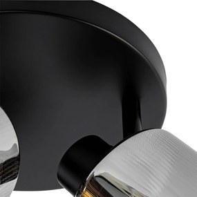 Faretto da soffitto nero con vetro fumé rotondo 3 luci orientabili - Laura