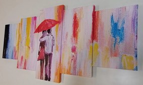 Quadri 5 pezzi – Passeggiata sotto la pioggia