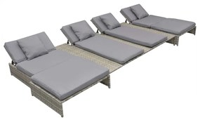 Set divani da giardino 5 pz con cuscini in polyrattan grigio