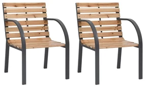 Sedie da giardino 2 pz in legno massello di abete