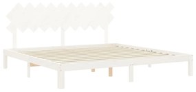 Giroletto con testiera bianco 200x200 cm in legno massello