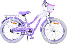 Bicicletta per Bambine 20" Freni Vbrake Cambio Shimano 7 Marce e Cavalletto con Cestino e Portapacchi Viola...