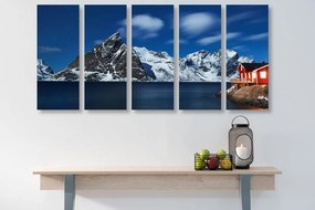 Quadri 5 pezzi – Paesaggio notturno in Norvegia
