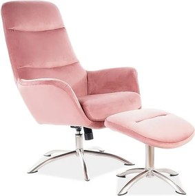 Poltrona reclinabile Nixon in velluto rosa - H110