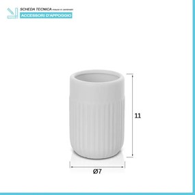 Portaspazzolini da appoggio bianco in ceramica Cup