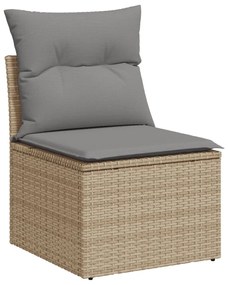 Set Divano da Giardino 14 pz con Cuscini Beige Misto Polyrattan