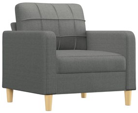 Poltrona con poggiapiedi grigio scuro 60 cm in tessuto