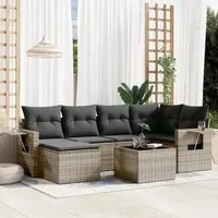 Set Divani da Giardino 7 pz con Cuscini Grigio in Polyrattan 3252807