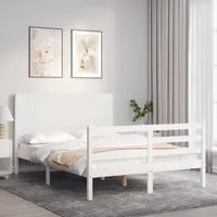 Giroletto con Testiera Bianco 140x200 cm in Legno Massello 3194507