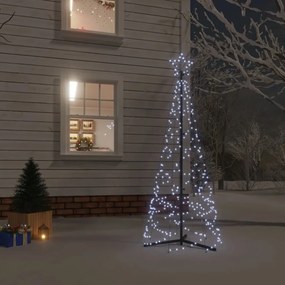 Albero Di Natale A Cono Bianco Freddo 200 Led 70x180 Cm /