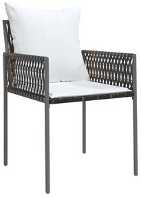 Sedie da giardino con cuscini 6pz marroni 54x61x83cm polyrattan