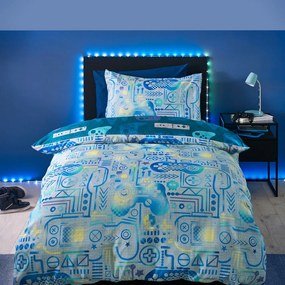 Biancheria da letto per bambini blu/grigia in microfibra per letto singolo 135x200 cm Gamer – Catherine Lansfield
