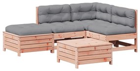 Set divani giardino 5 pz con cuscini legno massello di douglas