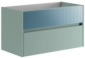 Mobile da bagno sospeso sotto lavabo L 89.5 x H 50 x P 45.5 cm verde laccato opaco, 2 cassetti VISOBATH Niwa