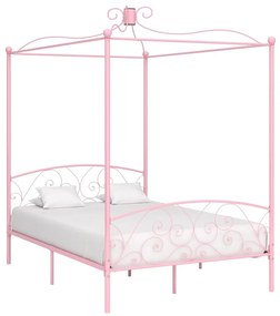 Letto a baldacchino rosa in metallo 120x200 cm