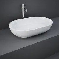 Lavabo da appoggio ovale bordi sottili Sensation in ceramica 55x35 cm- Bianco Lucido