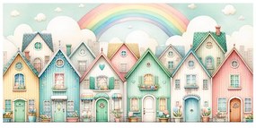 Quadro su tela – Strada da favola con allegro arcobaleno