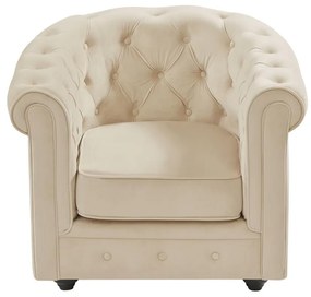 Poltrona in Velluto Beige - CHESTERFIELD