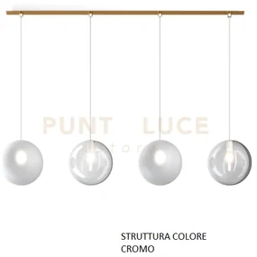 Sospensione cromo 4 luci rettangolare vetri 2x tr + 2x bf 1184cr-s4...