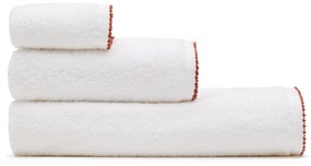 Kave Home - Telo bagno Sinami 100% cotone bianco con dettaglio a contrasto terracotta 90 x 150 cm