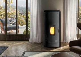 Palazzetti Mirella Idro 15 Stufa A Pellet ad acqua ecofire con top in ghisa e acciaio nero