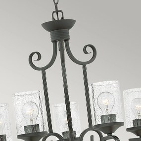 Lampadario Industrial Nordico Casa Alluminio Nero Antico Vetro 5 Luci E27